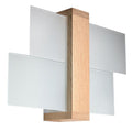 Applique murale Feniks 1 en bois naturel et verre blanc mat