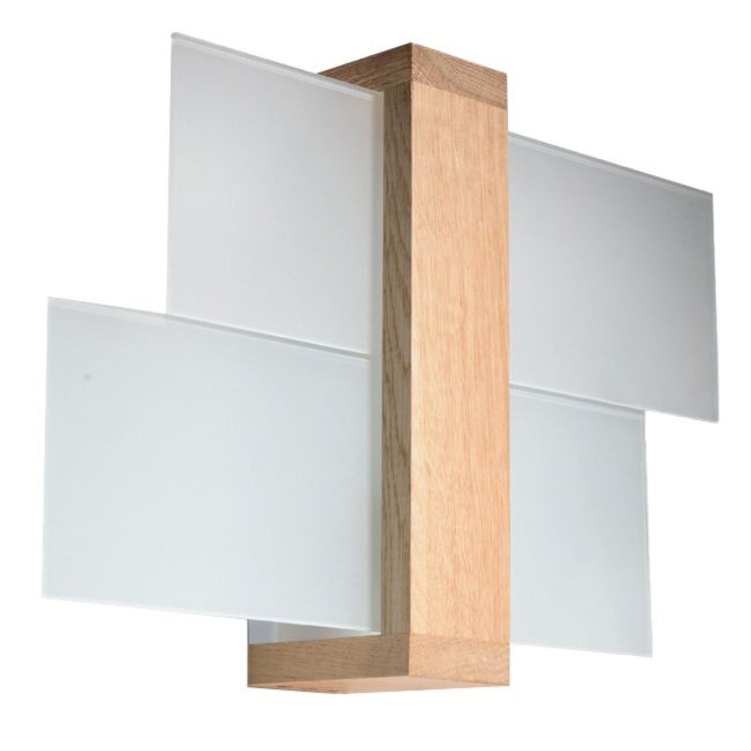 Applique murale Feniks 1 en bois naturel et verre blanc mat