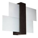 Applique murale Feniks 1 en bois wengé et verre blanc mat
