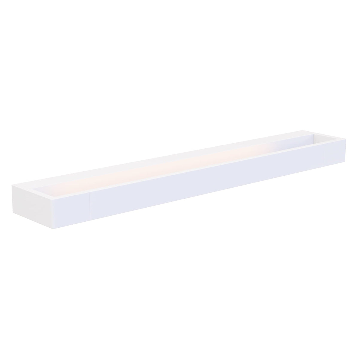 Applique murale Flink métal blanc 60 cm allumée vue de trois quarts