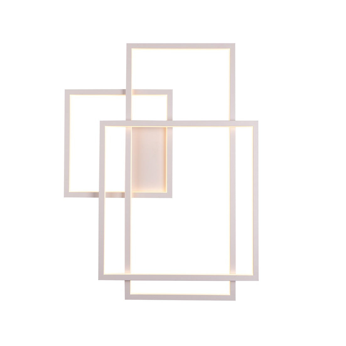 Applique murale Geometric blanche à trois cadres rectangulaires lumineux superposés vue de face