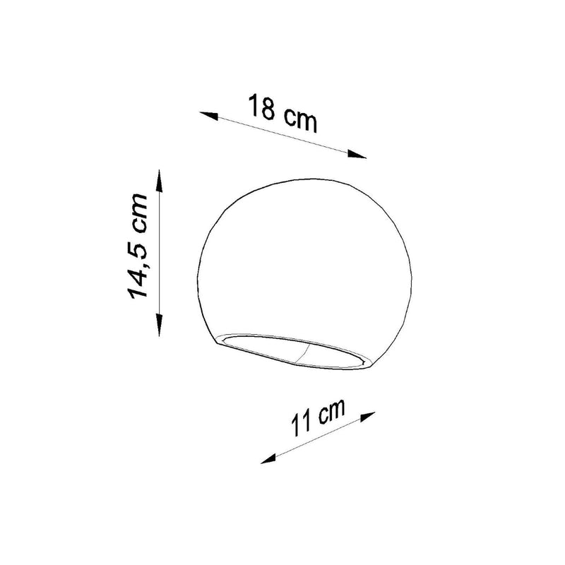 Dimensions Applique murale Globe céramique blanche E27