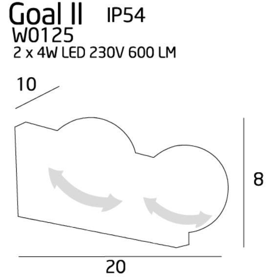 Dimensions Applique murale Goal II blanche