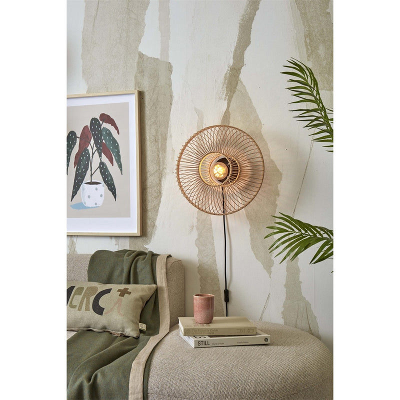 Dimensions Aplique de pared Hokkaido bambú natural 38 cm E27