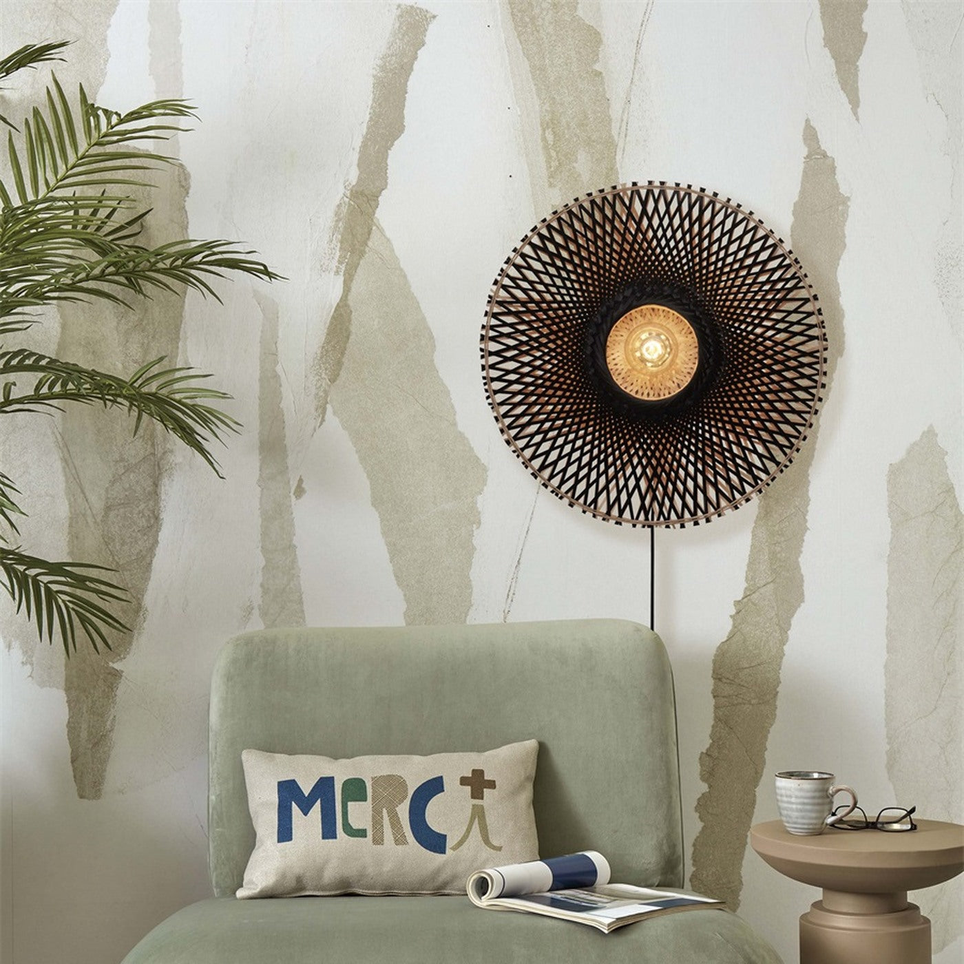 Applique murale Kalimantan bambou noir 60 cm E27, vue 3