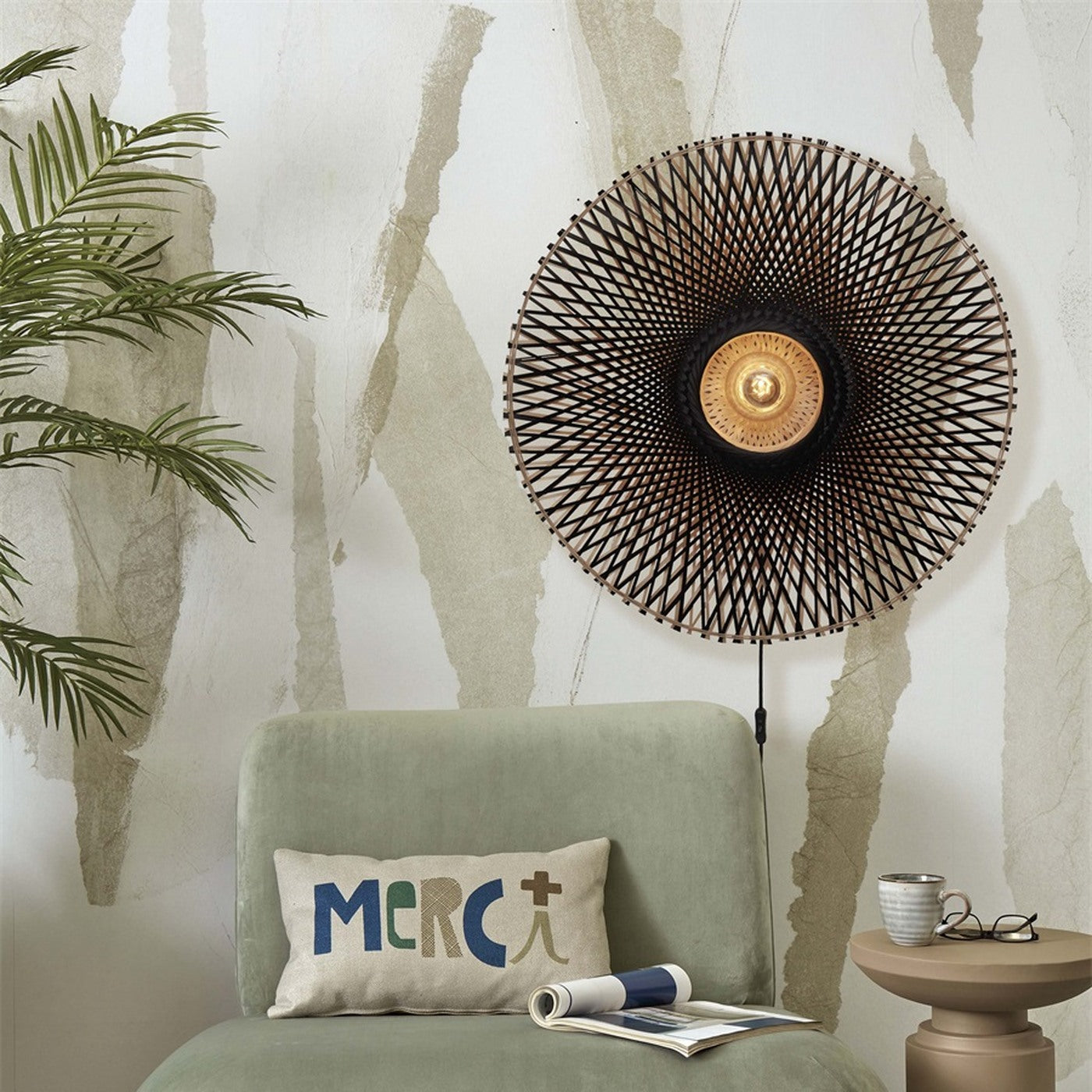 Applique murale Kalimantan bambou noir 87 cm E27, vue 2
