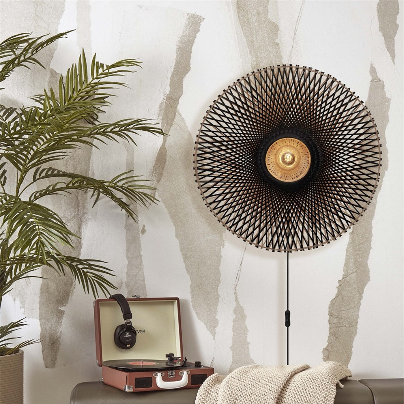 Applique murale Kalimantan bambou noir 87 cm E27, vue 4
