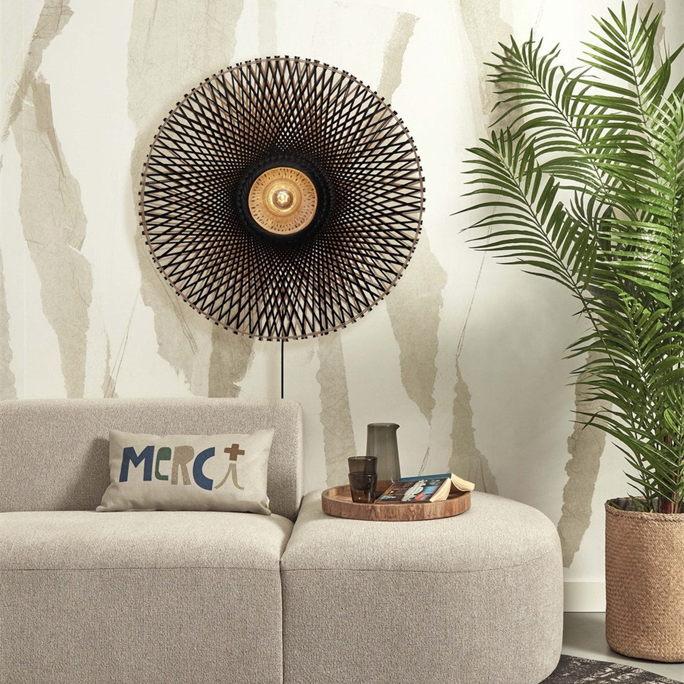 Applique murale Kalimantan bambou noir 87 cm E27, vue 5