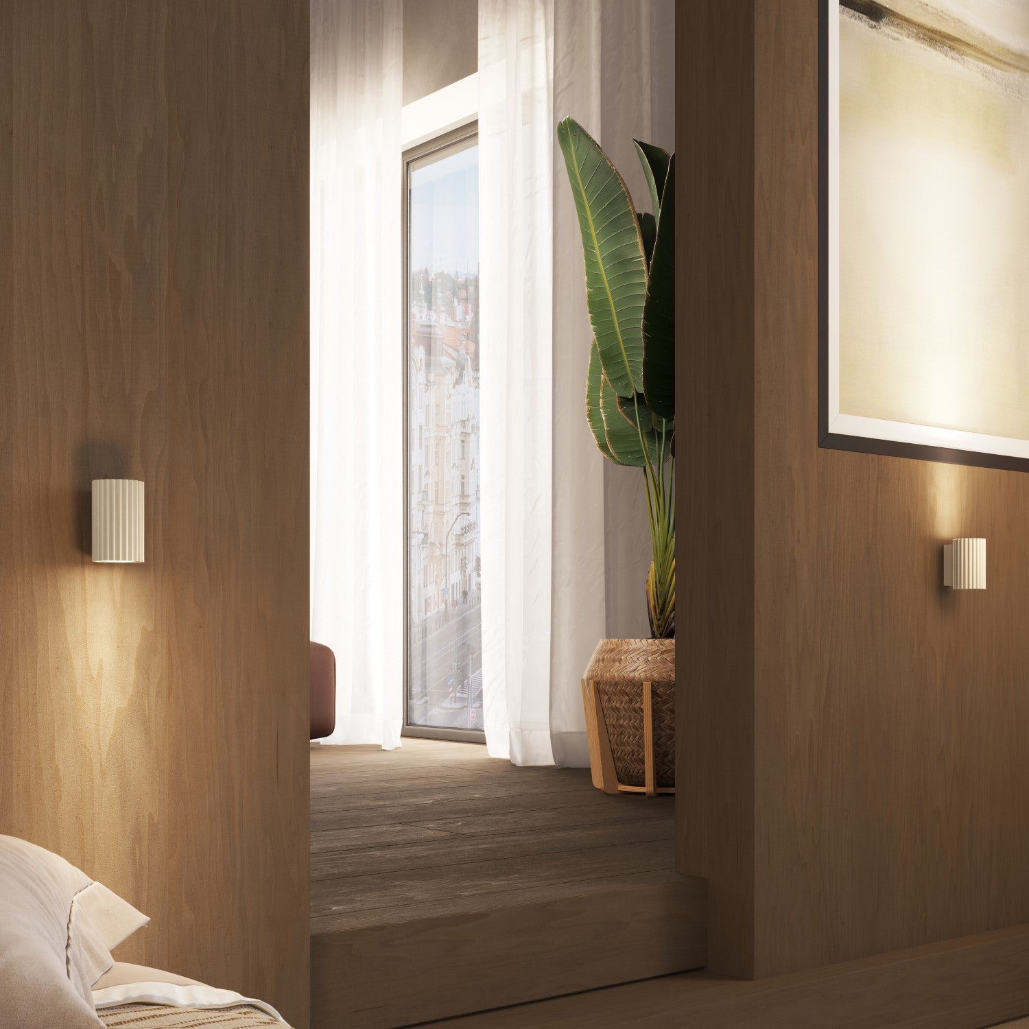 Applique murale Karbon 10 tube beige dans un intérieur