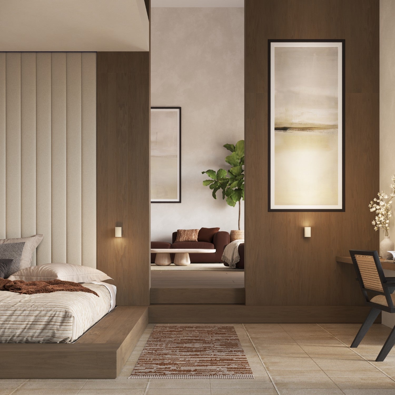 Applique murale Karbon 10 tube beige en situation