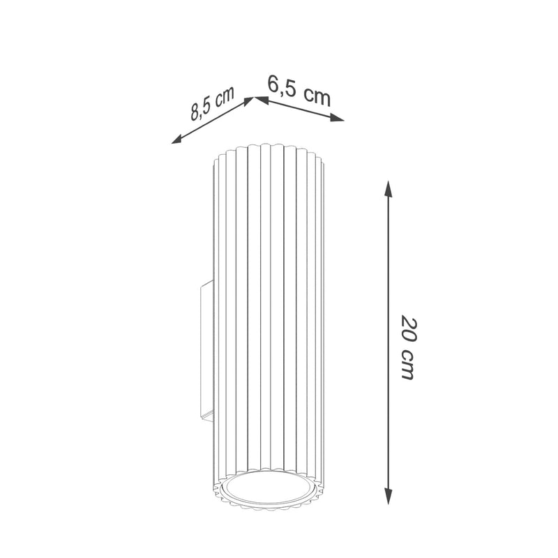 Dimensions Applique murale Karbon 20 tube GU10