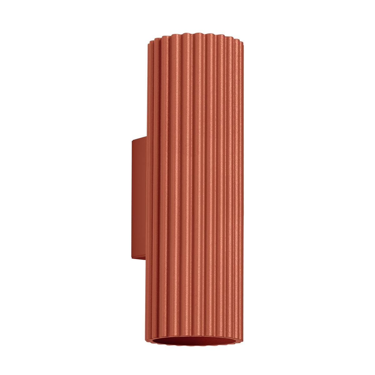 Applique murale Karbon 20 tube ocre rouge, tube cannelé de 20 cm en aluminium