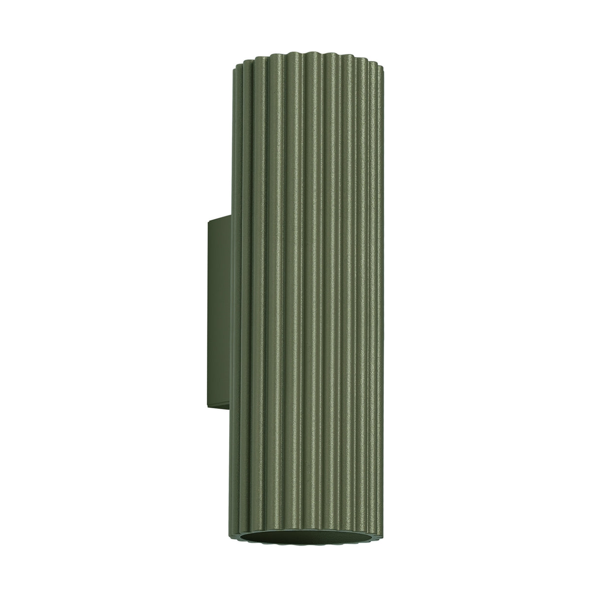Applique murale Karbon 20 tube vert olive, tube cannelé de 20 cm en aluminium