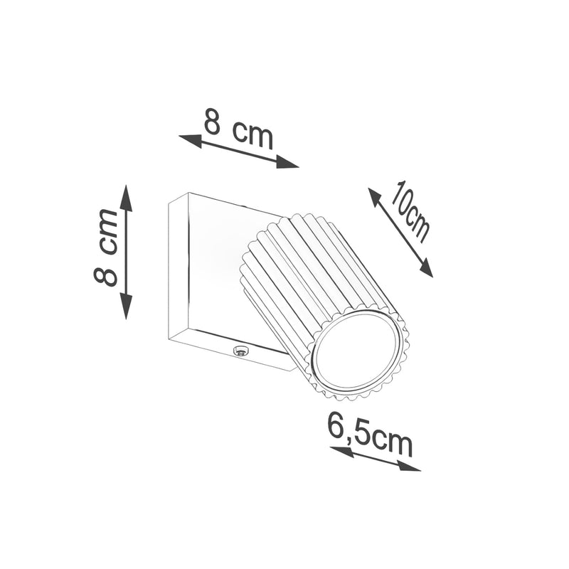 Dimensions Applique murale Karbon spot cannelé GU10