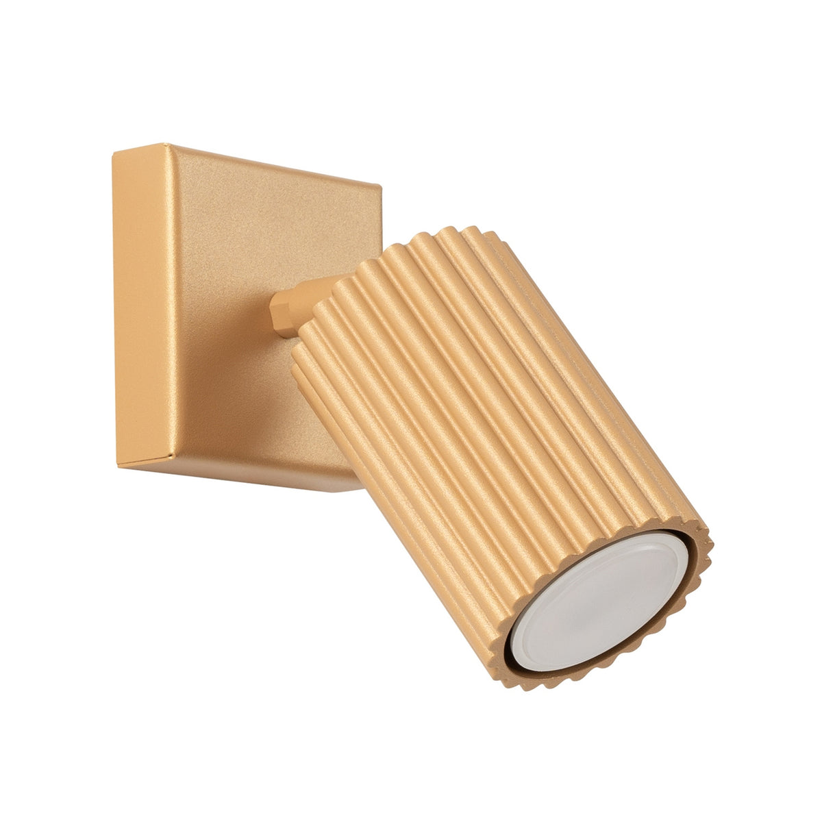 Applique murale Karbon spot cannelé doré, platine carrée et corps orientable en aluminium