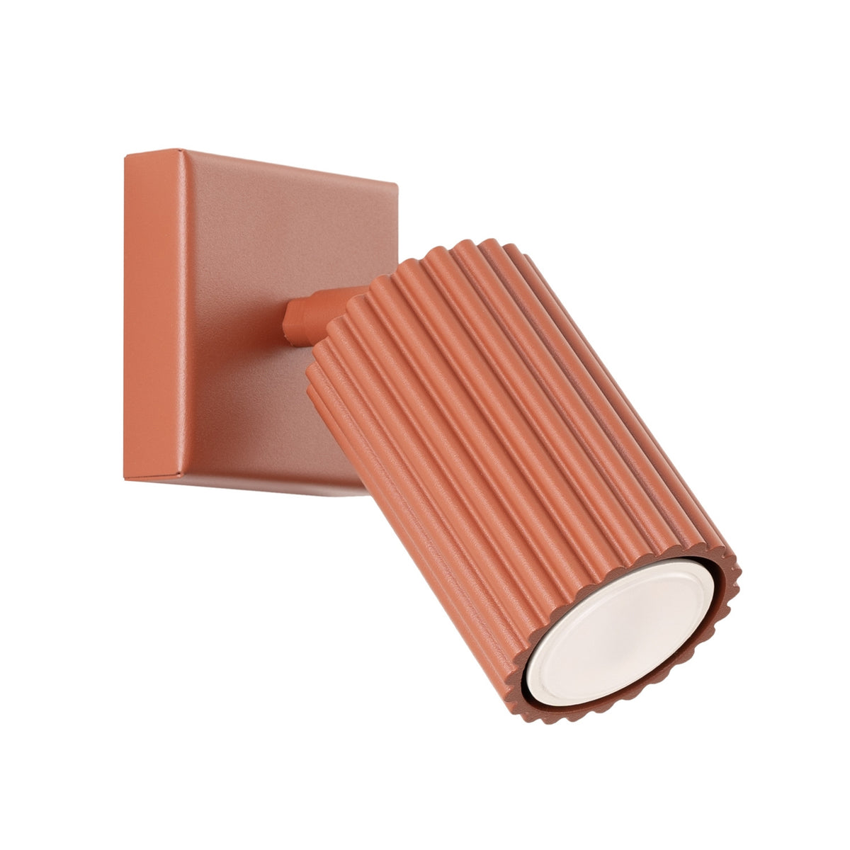 Applique murale Karbon spot cannelé ocre rouge, platine carrée et corps orientable en aluminium