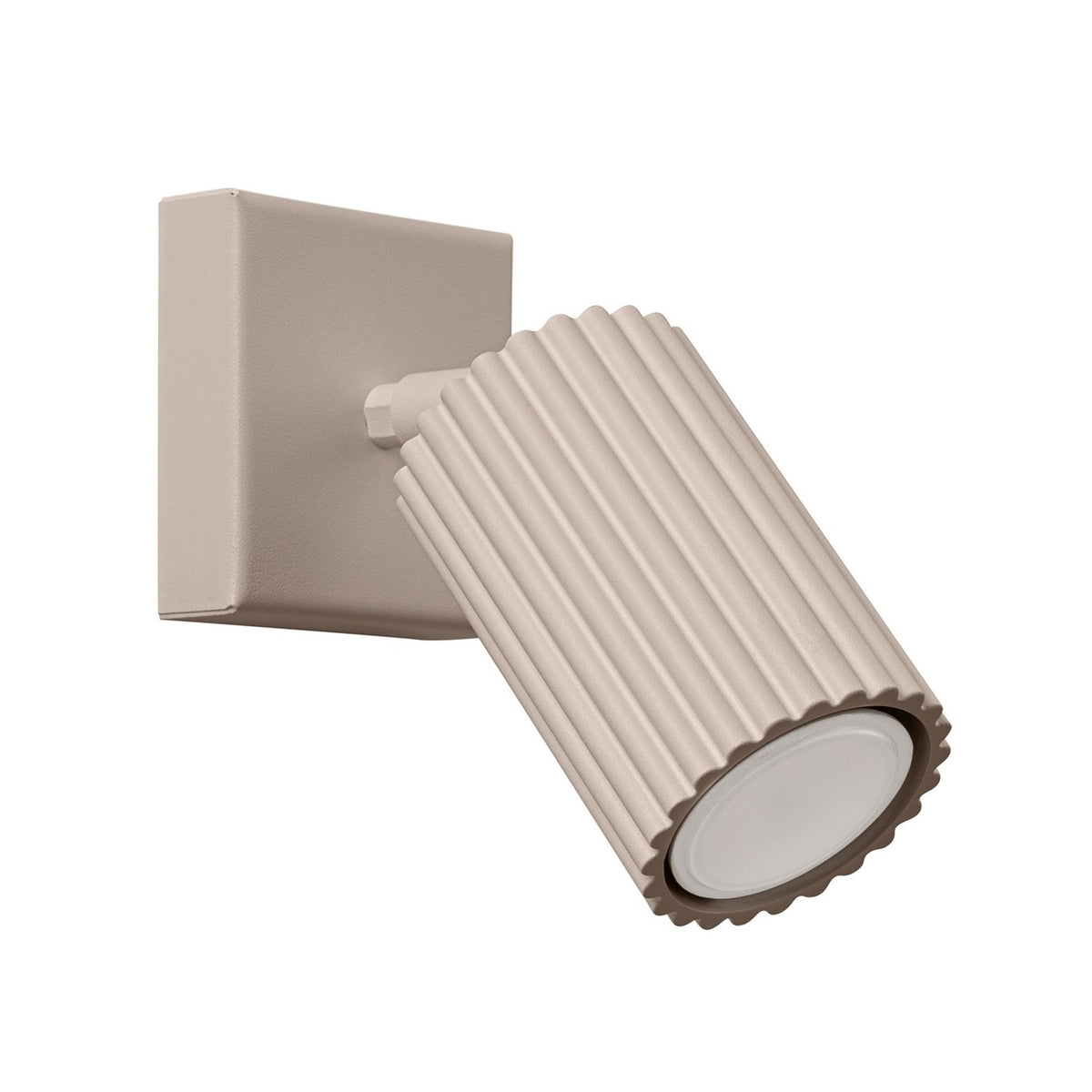 Applique murale Karbon spot cannelé taupe, platine carrée et corps orientable en aluminium