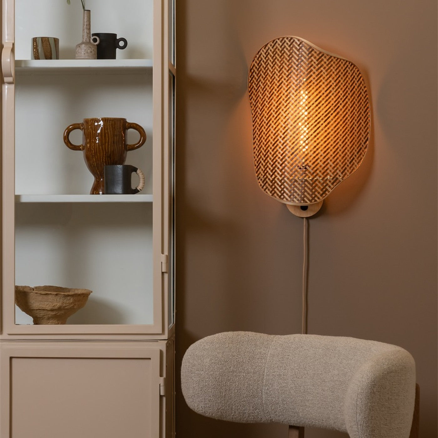 Applique murale Kinabalu bambou naturel et brun 40 cm E27, vue 5