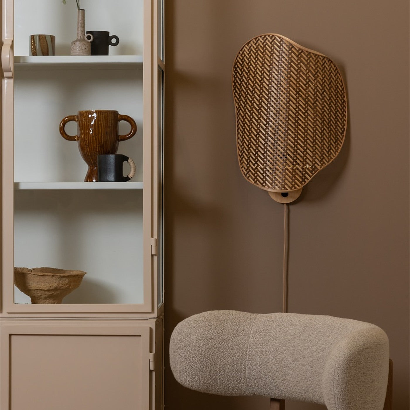 Applique murale Kinabalu bambou naturel et brun 40 cm E27, vue 6