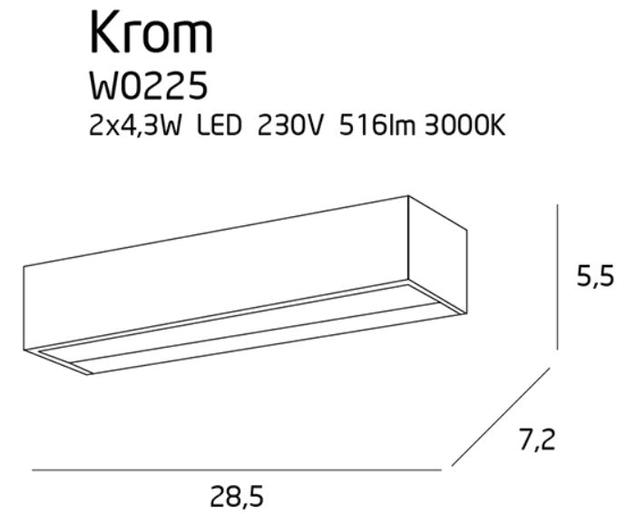 Dimensions Applique murale Krom chromée