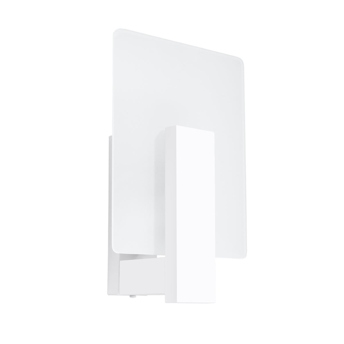 Applique murale Lappo Bois blanc plaque de verre opale aux angles arrondis et barre de bois