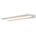 Applique murale Shelf blanche vue de dessous tablette fine et ligne de lumière chaude allumée