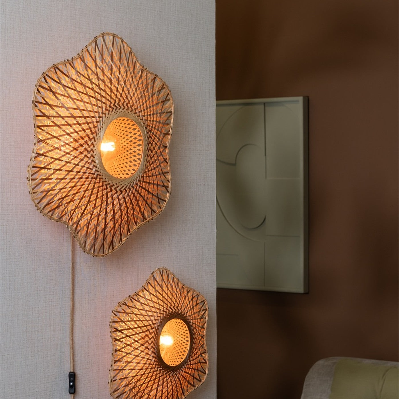 Applique murale Madura bambou naturel et brun 44 cm E27, vue 9