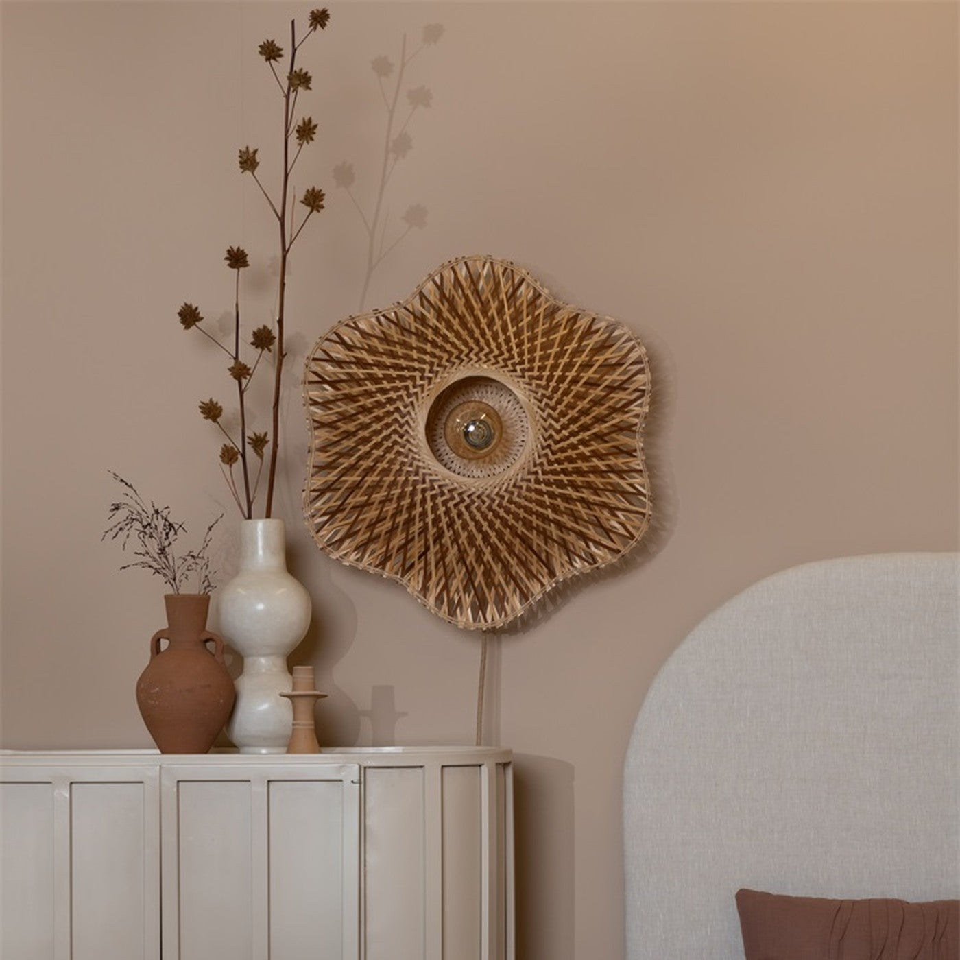 Applique murale Madura bambou naturel et brun 60 cm E27, vue 4