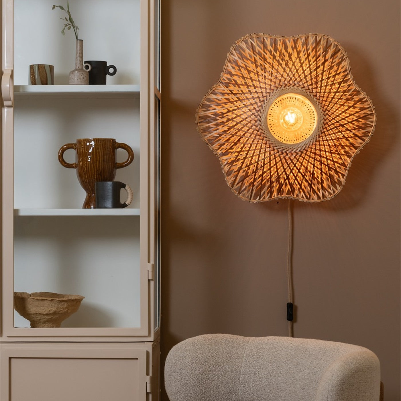 Applique murale Madura bambou naturel et brun 60 cm E27, vue 5