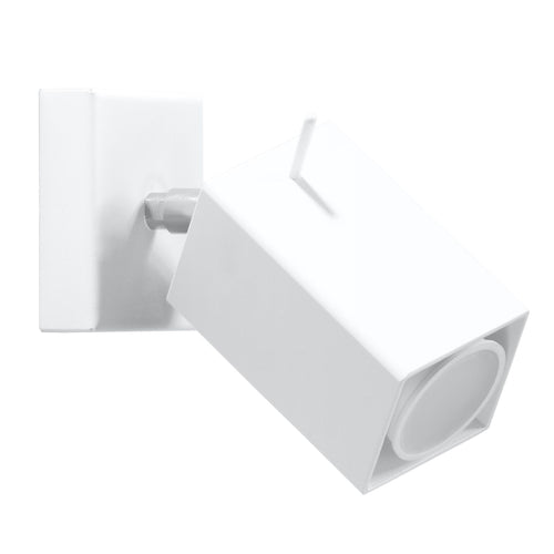 Applique murale Merida, spot orientable à tête carrée en acier blanc