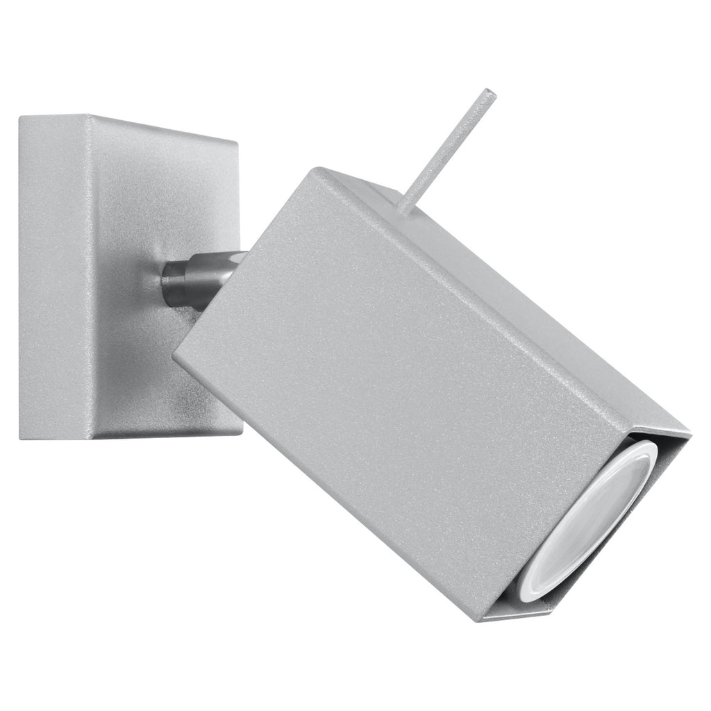 Applique murale Merida, spot orientable à tête carrée en acier gris