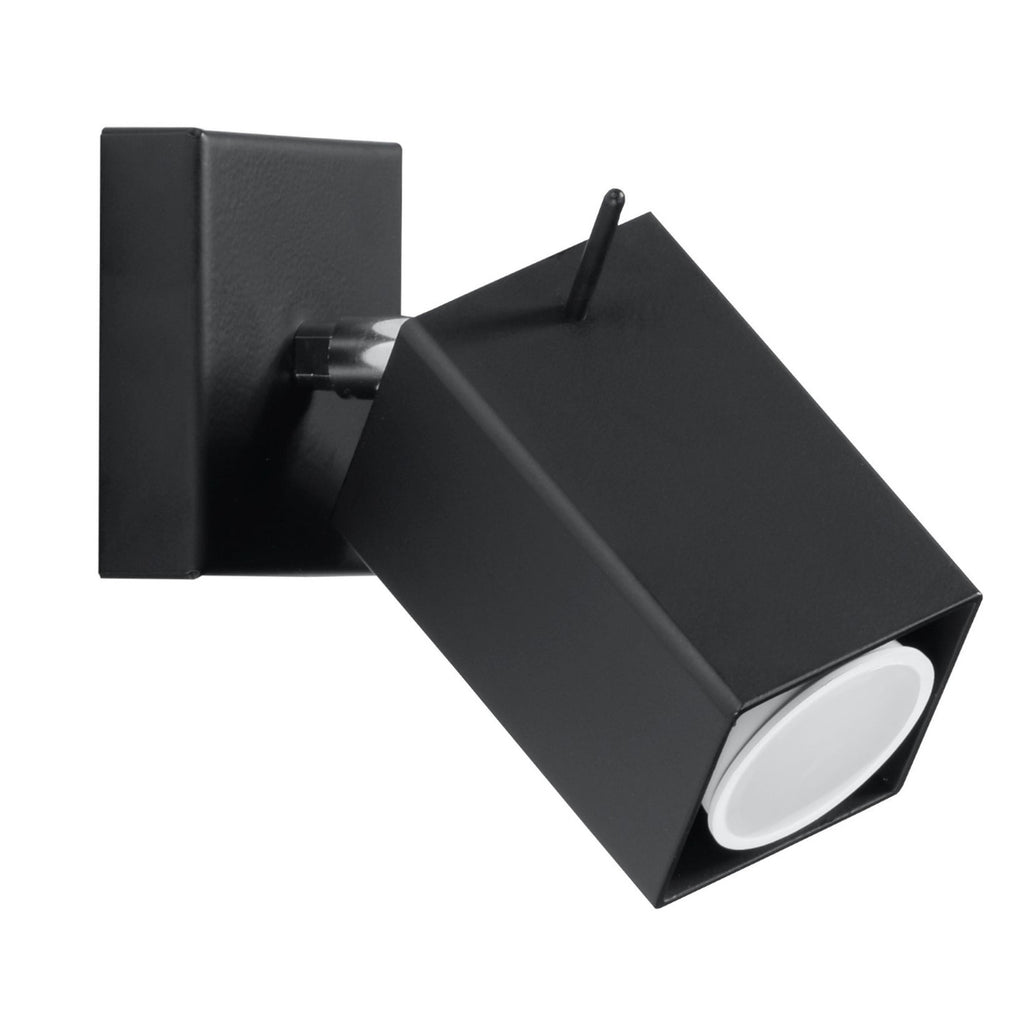 Applique murale Merida, spot orientable à tête carrée en acier noir