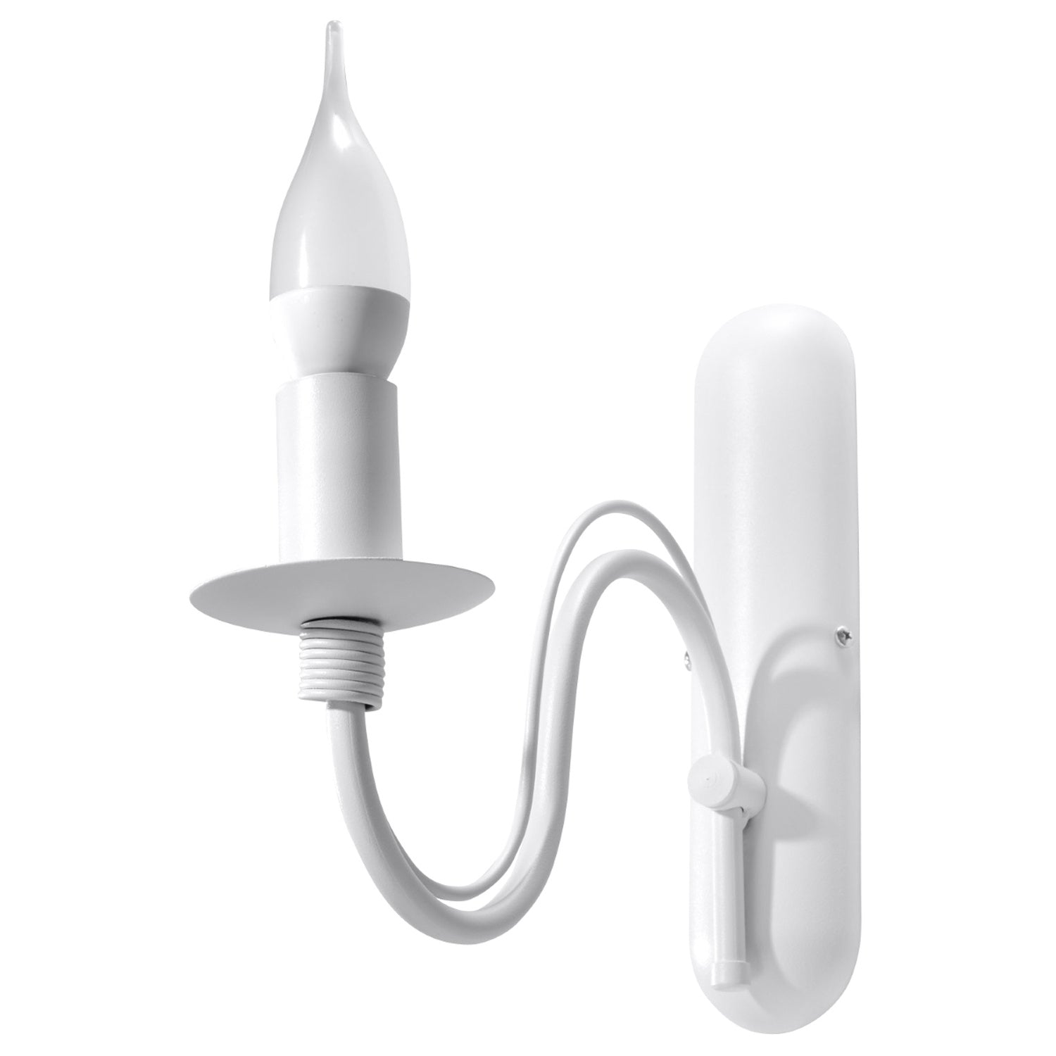 Applique murale Minerwa blanche, bras bougeoir en acier