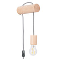 Applique Nimbi en bois naturel avec son cordon tressé son interrupteur et une ampoule à filaments