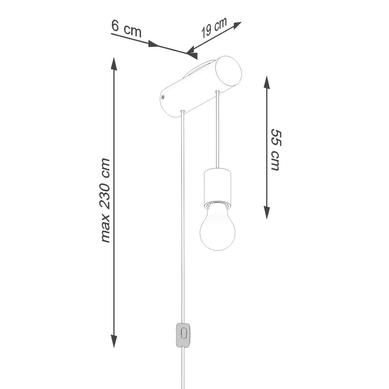 Dimensions Applique murale Nimbi bois naturel E27 à interrupteur