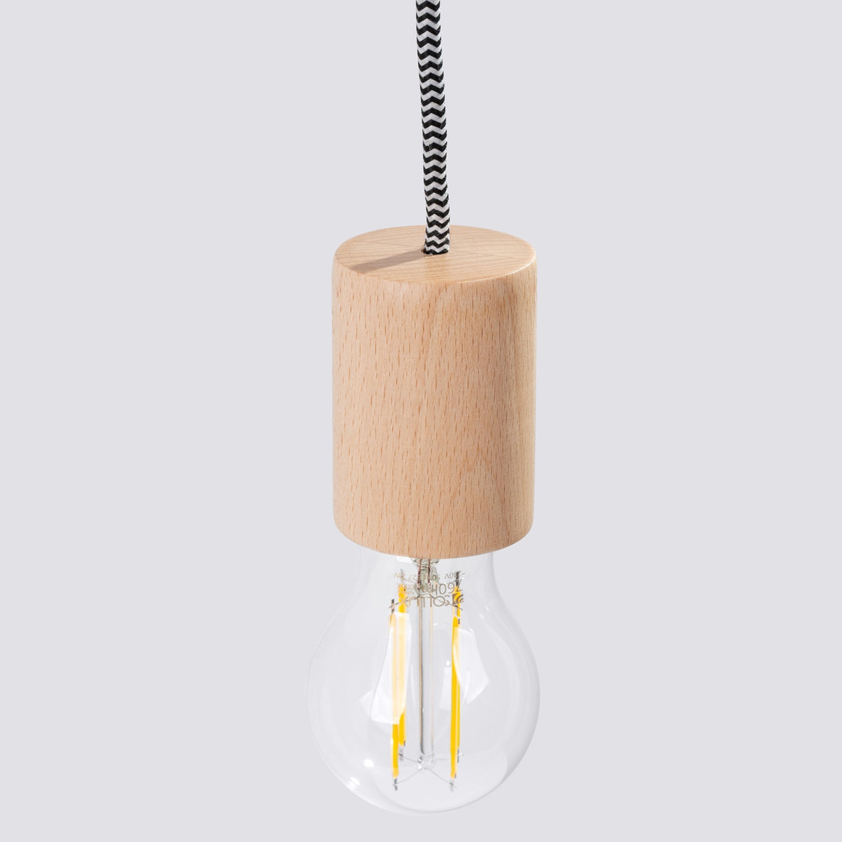 Porte-douille en bois de l'applique Nimbi avec une ampoule à filaments E27