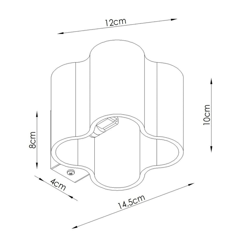 Dimensions Applique murale ondulée Ovio aluminium G9