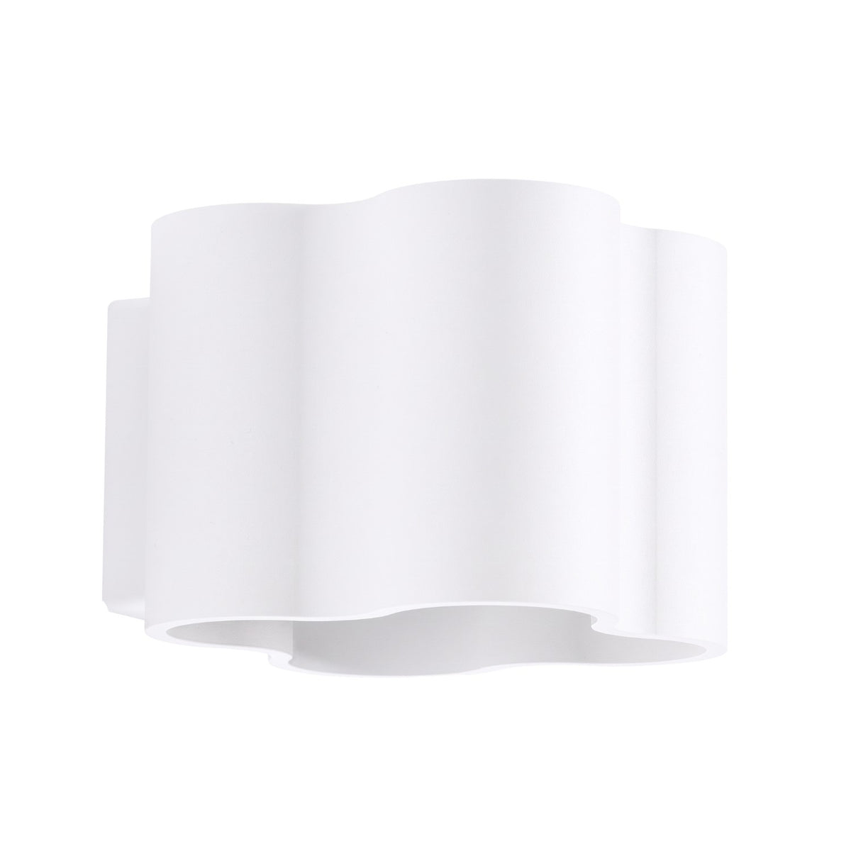 Applique murale ondulée Ovio laque blanche vue de trois quarts sur fond blanc