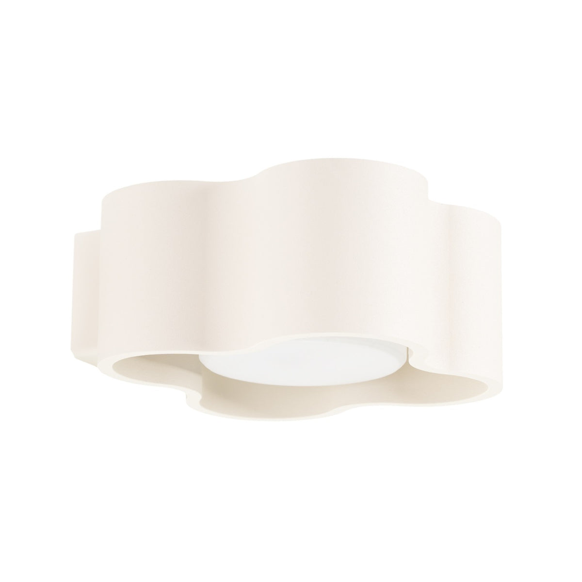 Applique murale ondulée Ovio laque beige vue de trois quarts sur fond blanc