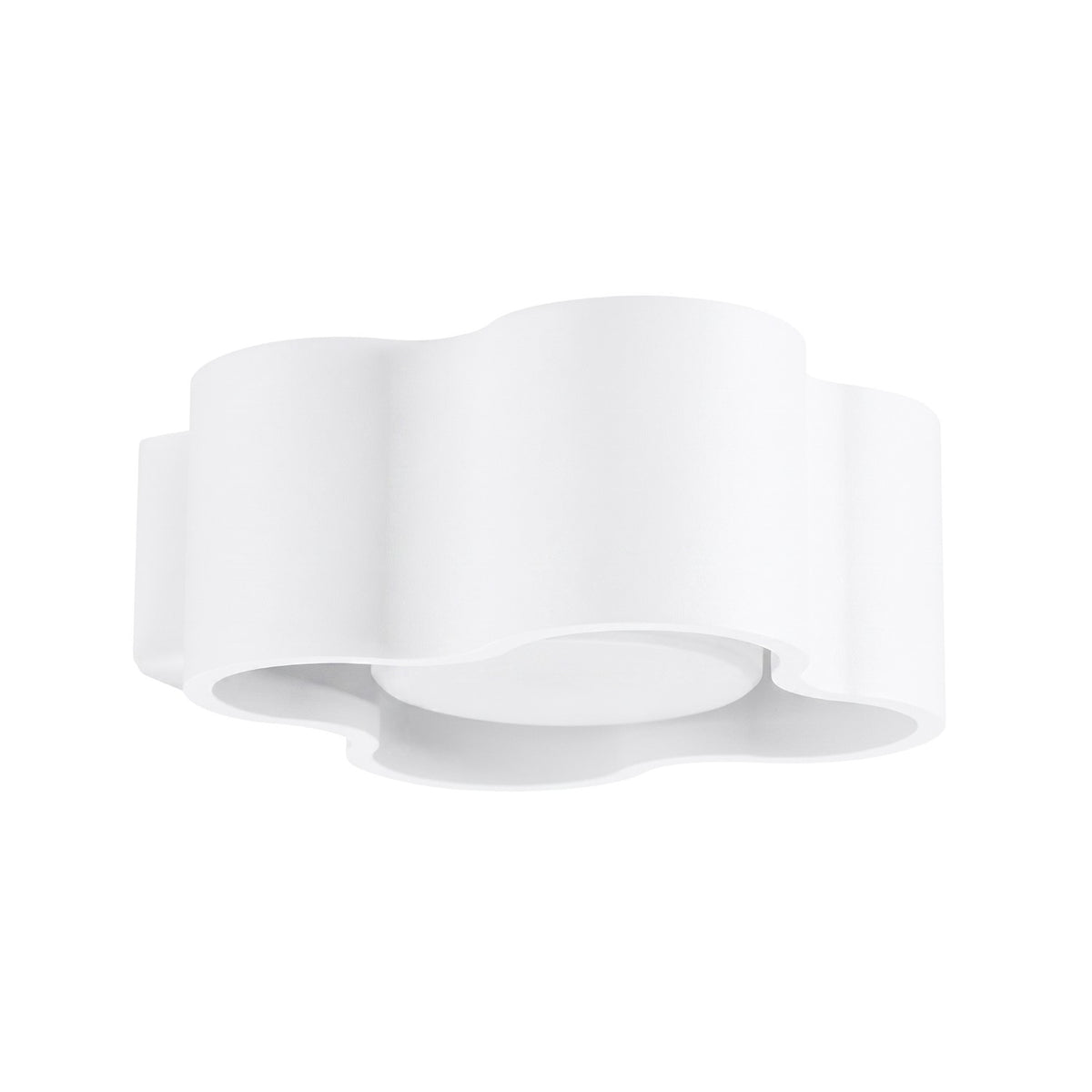 Applique murale ondulée Ovio laque blanche vue de trois quarts sur fond blanc