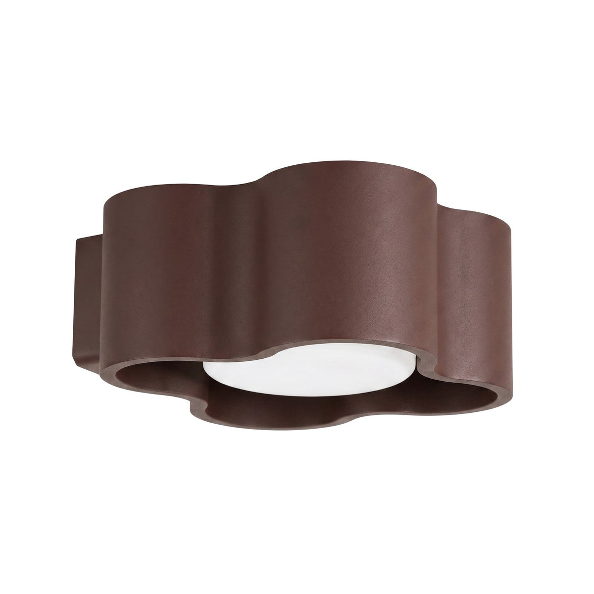 Applique murale ondulée Ovio laque brune vue de trois quarts sur fond blanc