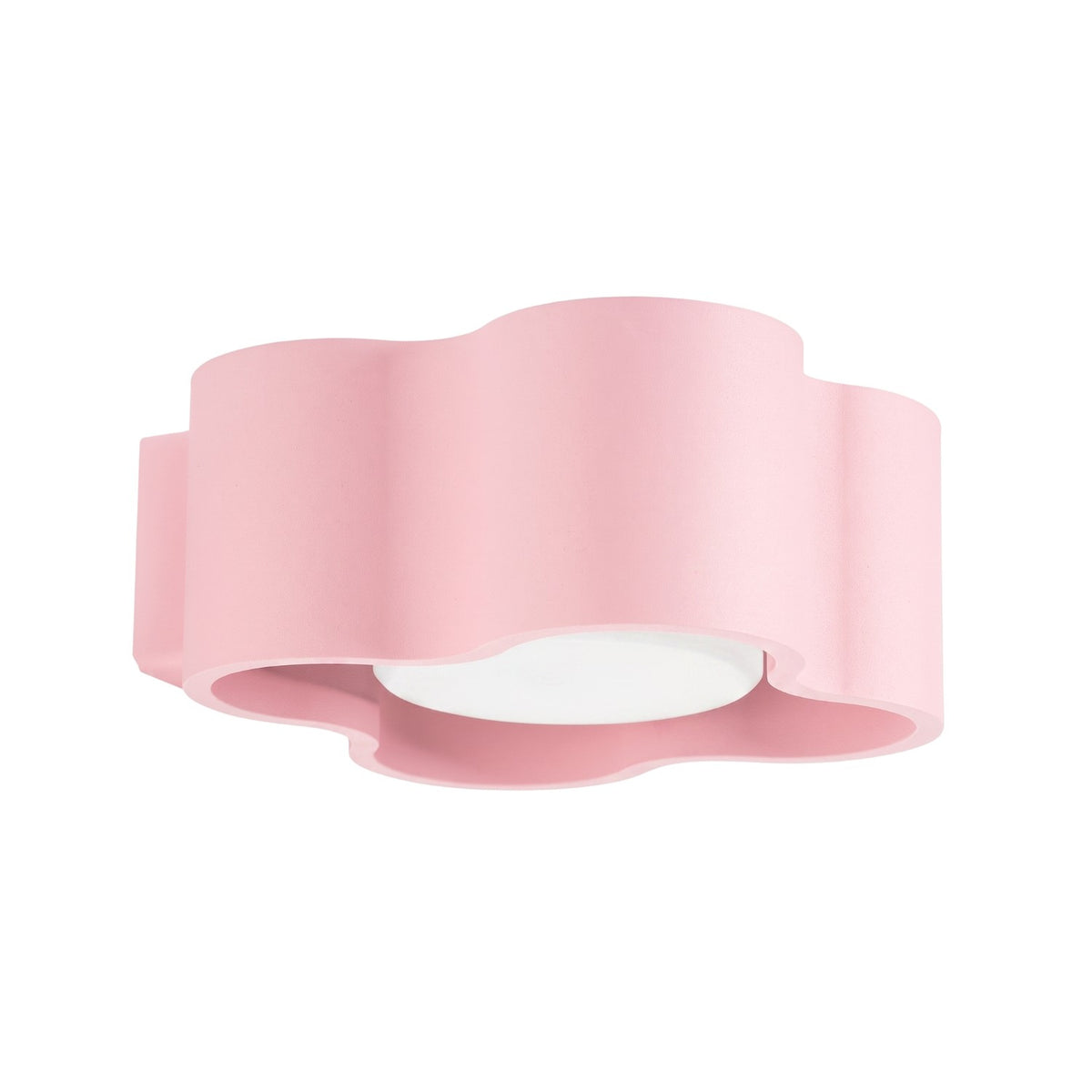 Applique murale ondulée Ovio laque rose vue de trois quarts sur fond blanc