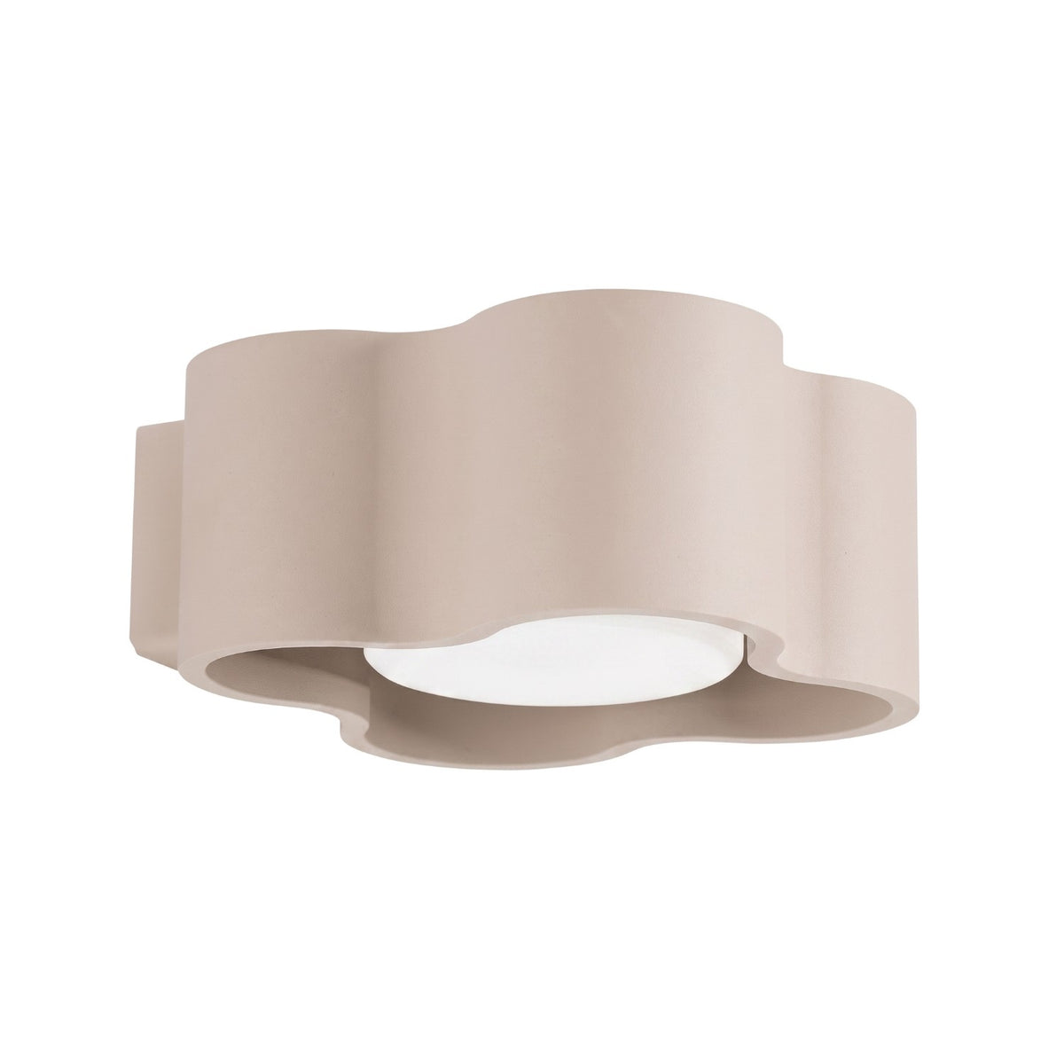 Applique murale ondulée Ovio laque taupe vue de trois quarts sur fond blanc