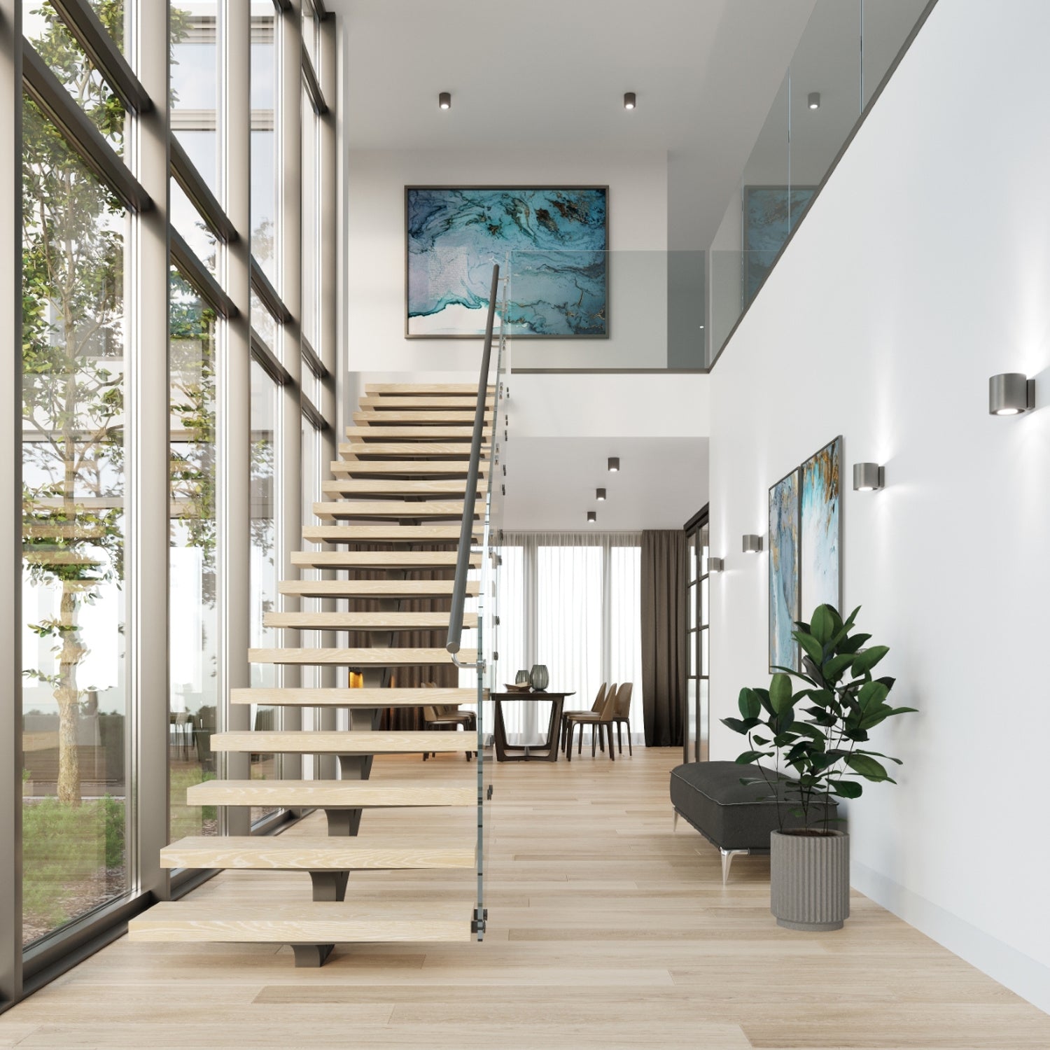 Applique Orbis 1 anthracite en situation dans un intérieur contemporain