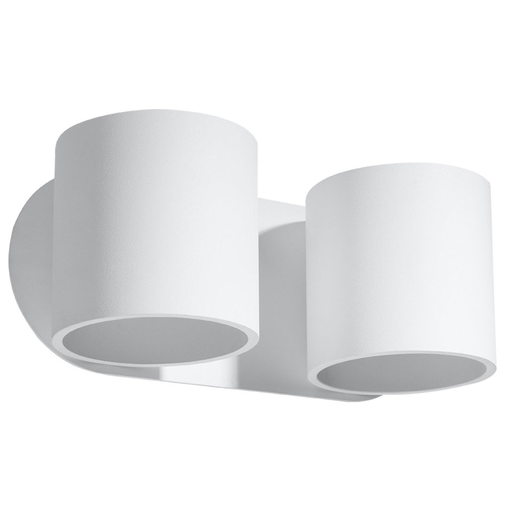 Applique murale Orbis 2 en aluminium blanc, deux cylindres, applique double G9
