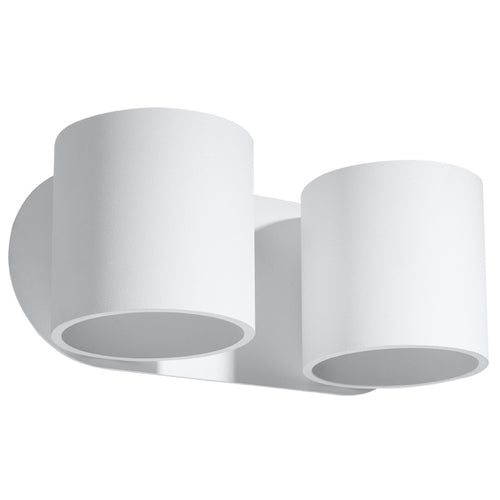 Applique murale Orbis 2 en aluminium blanc, deux cylindres, applique double G9
