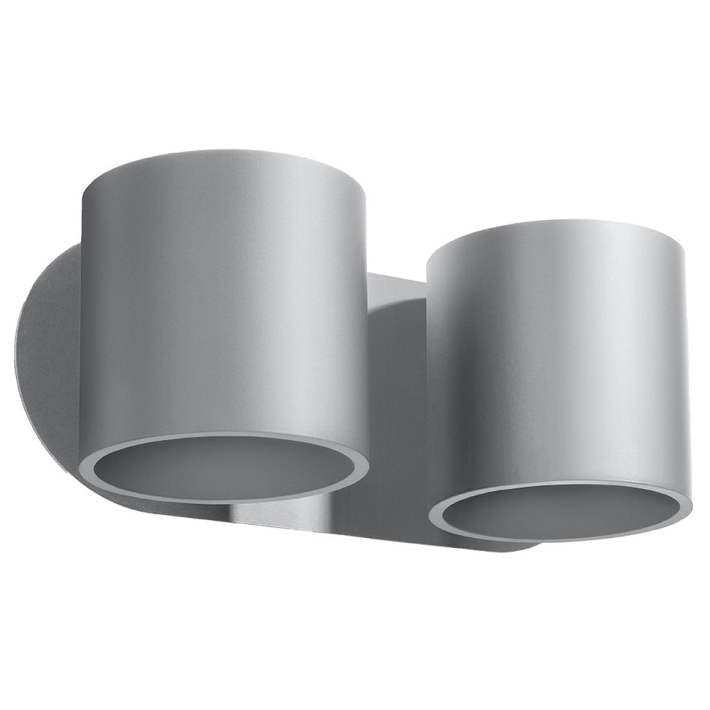 Applique murale Orbis 2 en aluminium gris, deux cylindres, applique double G9