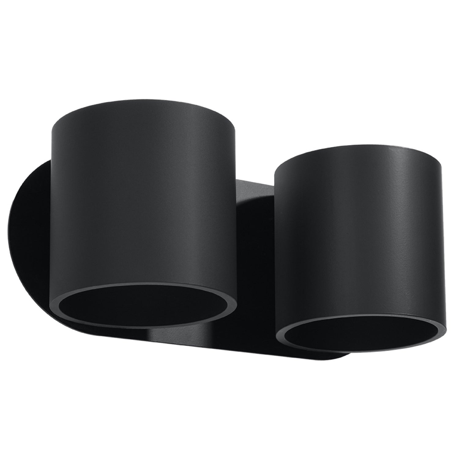 Applique murale Orbis 2 en aluminium noir, deux cylindres, applique double G9