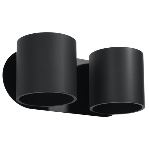 Applique murale Orbis 2 en aluminium noir, deux cylindres, applique double G9