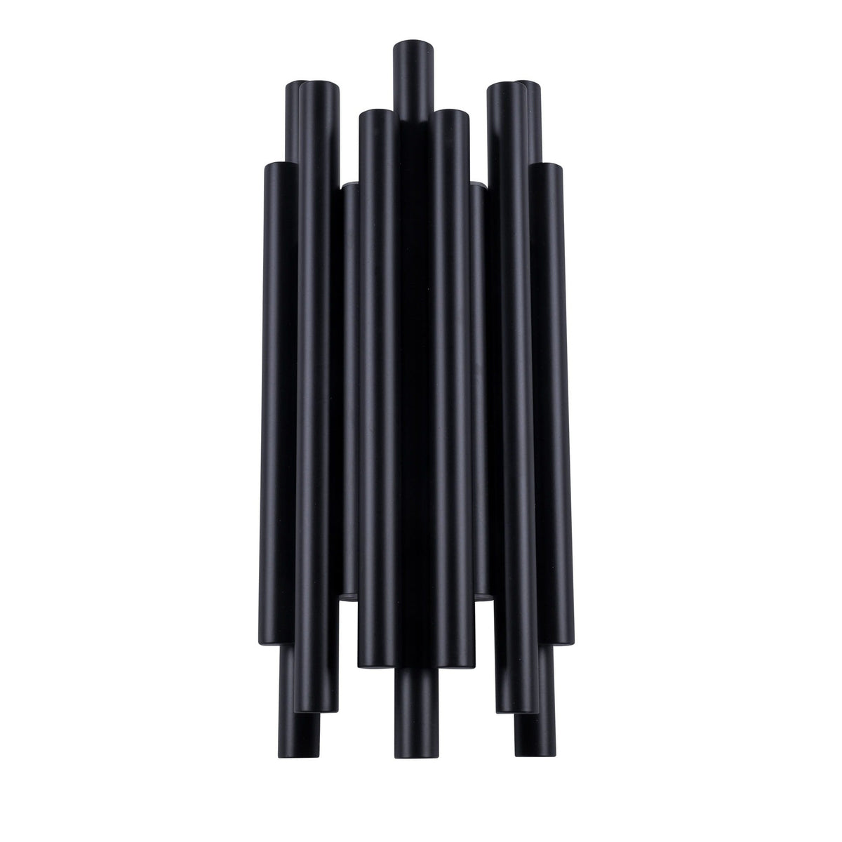Applique murale Organic métal noir vue de face tubes mats de longueurs décalées